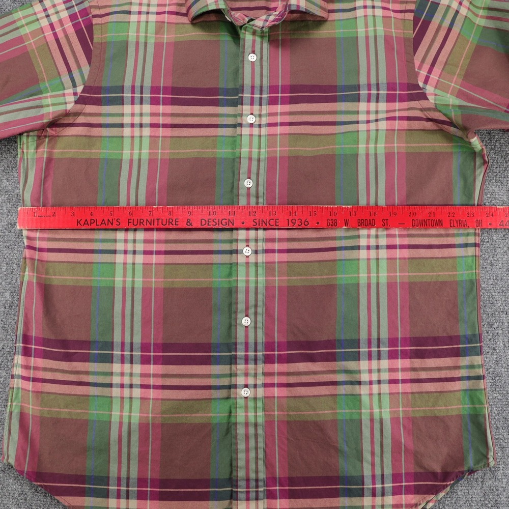 Polo Ralph Lauren Regent Mens Classic Fit Plaid Cotton Shirt Brown Green L - Picture 5 of 5